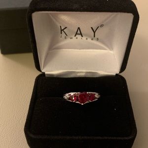Ruby triple hearts ring